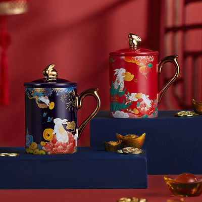 quality Custom 3d Ceramic Mug 3d Blue Mug With Gold Handle Home Tea Holiday Gift (Thiên quà Giáng sinh) factory
